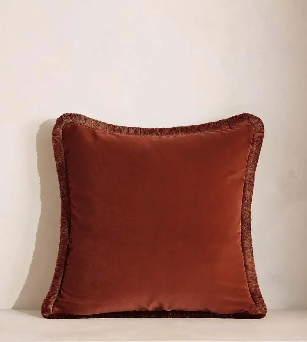 Soho Home Margeaux Cushions Rust Velvet Feather Throw Pillows Setof5